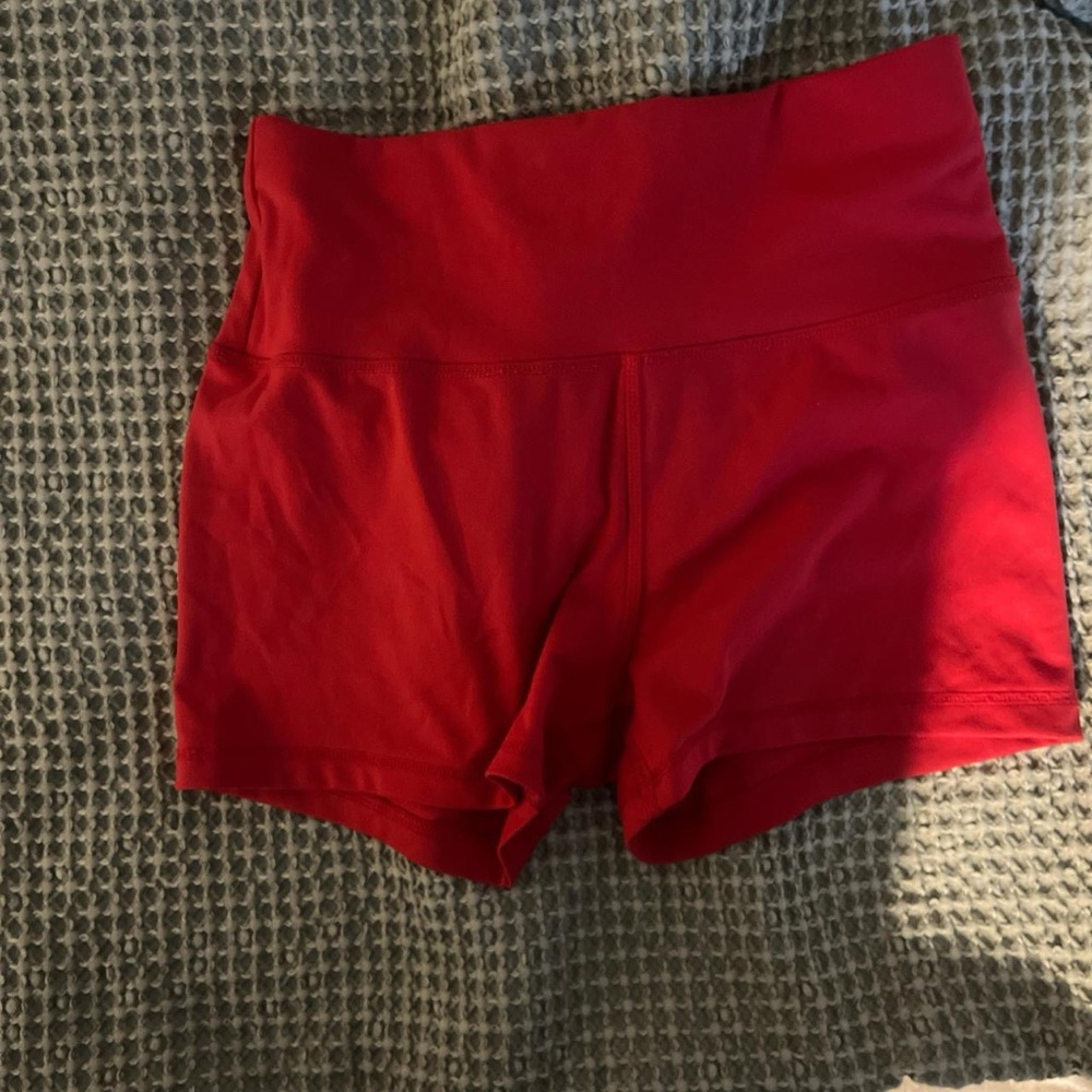 Butter-Luxe High Waisted Red Biker Short - Picture 3 of 4